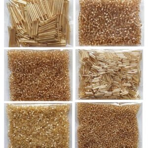 eshoppee 300 gm Golden Color Glass Seed Beads for Jewellery Making kit Art and Crafts Materials for Embroidery Necklace Bracelet Earring Making Materials DIY kit