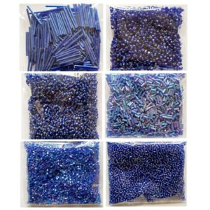 eshoppee 300 gm Blue Color Glass Seed Beads for Jewellery Making kit Art and Crafts Materials for Embroidery Necklace Bracelet Earring Making Materials DIY kit