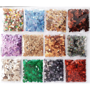 eshoppee 5 mm Sequins Sitara for Jewellery Making Embroidery Material Art and Craft DIY Kit, Glitter Sequins Assorted Colours, 15gm x 12 Box