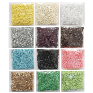 eshoppee 300 gm 2 mm 12 Colors X 25 gm Multicolor Cut Pipe Glass Beads for Jewellery Making kit Art and Crafts Materials for Embroidery Necklace Bracelet Earring Making Materials DIY kit