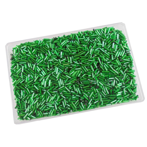 eshoppee 200 gm Green Silver line Color Glass Cut Pipe Seed Beads for Jewellery Making kit Art and Crafts Embroidery Materials for Necklace Bracelet Earring Making DIY kit