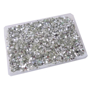 eshoppee 4mm Silver Colour Round Shape Resin Stone, chandla Sitara Stone 100 gm Box,for Jewellery Making Art and Craft DIY kit, Glitter Sequince Rhinestones Beads Dress Making Material
