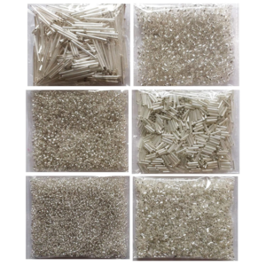eshoppee 300 gm Silver Color Glass Seed Beads for Jewellery Making kit Art and Crafts Materials for Embroidery Necklace Bracelet Earring Making Materials DIY kit